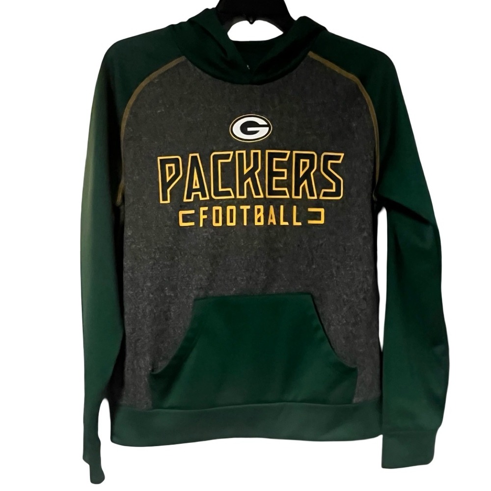 Fanatics Green Bay Packers Football Hoodie‎ Mens M Heathered Gray, Green, & Gold